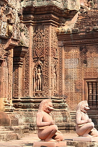 앙코르 와트, 사원, 캄보디아, 반테이 스라이, 사원 복합물, stonemasonry, 아시아