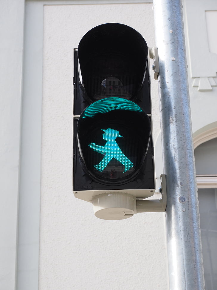 semàfors, passarel·la, homenet verd, senyal de trànsit, verd, mascles, senyal de llum