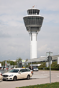 letališče, mednarodni, München, arhitektura, stavbe, prevoz, kontrolni stolp
