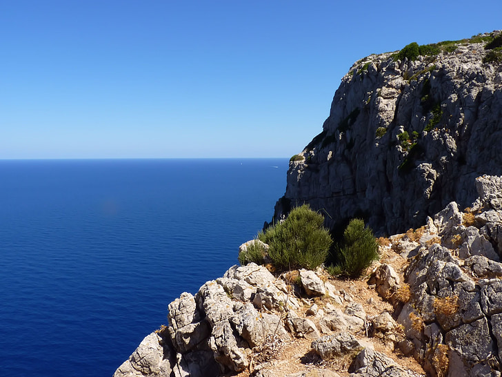 útesy, Mallorca, Španělsko, Rock, Já?, modrá, Středomořská