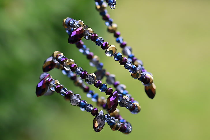 purple, blue, gemstone, beaded, spiral, accessory, design