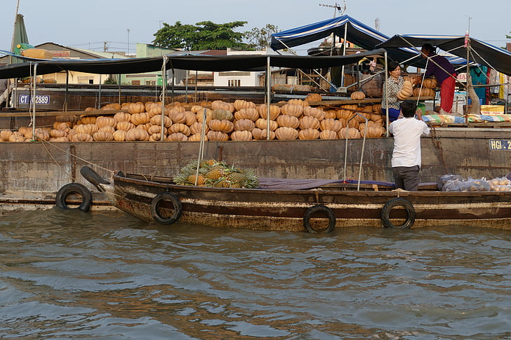 Wietnam, Rzeka Mekong, delta Mekongu, Wycieczka statkiem, Rzeka, rynku, pływających rynku