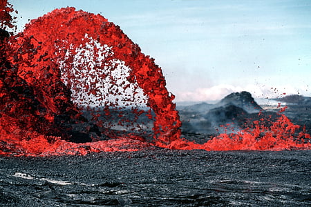 lava, magma, volcanic eruption, glow, hot, rock, pāhoehoe