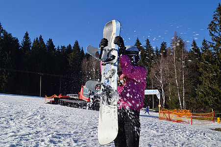 Snowballing, śnieg, zimowe, góry, przyjemność, gra, Snowboard