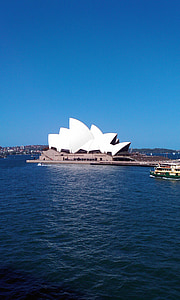 Opera, huset, Sydney, havn, port, båter, landemerke