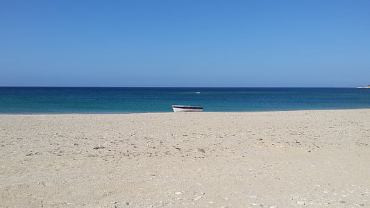 havet, augusti, Grekland, helgdagar, båt, horisonten över vatten, stranden