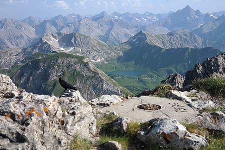 chifre duro, Cimeira, perspectivas, Alpina, Allgäu, Alpes Allgäu, schrecksee