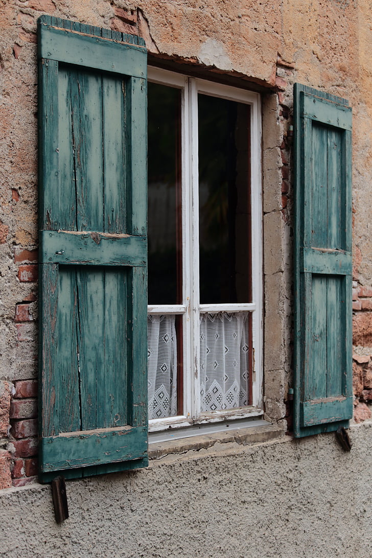 window, rustic, shutter, architecture, still life