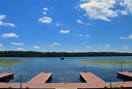 Dock, Lake, ánh sáng mặt trời, mùa hè, thuyền, nước, Thiên nhiên