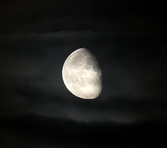Luna, cerrar, hasta, cielo, espacio, noche, Astronomía