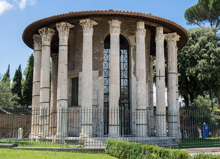 templet, Hercules vinnare, antikens Rom, Rom, Italien, adoptivföräldrars, arkitektur