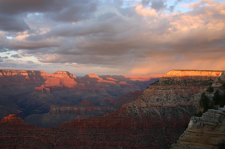 Grand canyon, západ slnka, Park, Príroda, Cestovanie, Arizona, erózia