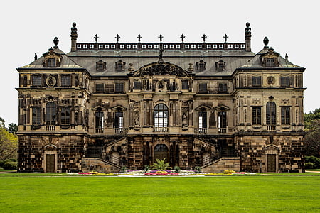 vēsturiski, parlais, parks, muzejs, Dresden, liels dārzs, arhitektūra
