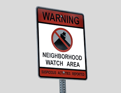 vigilància del veïnat, signe, senyalització, protecció, delicte, robatori, seguretat