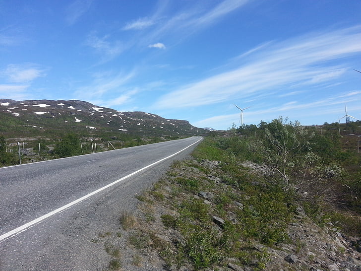 jalan, Gunung, Himmel, biru, Norwegia, musim panas