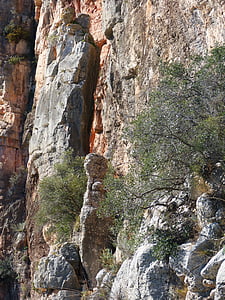 Rock seinä, Montsant, neula rock, Priorat, Patikointi, kivipylväs, kalkkikivi