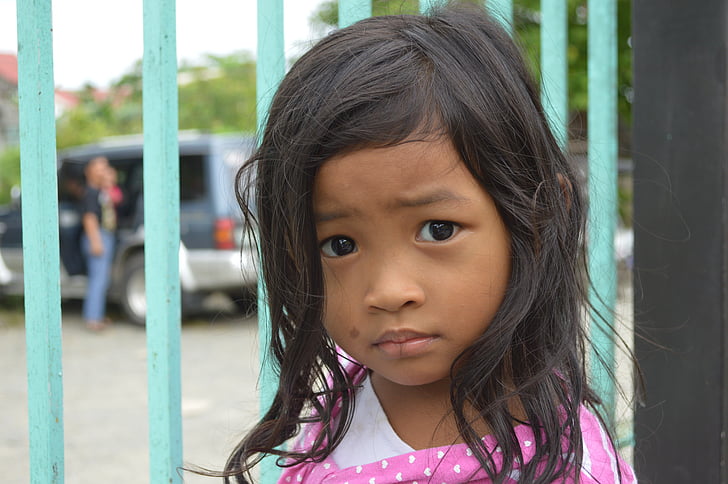jeune fille, triste, Filipino, philippins, enfants, mignon, enfant