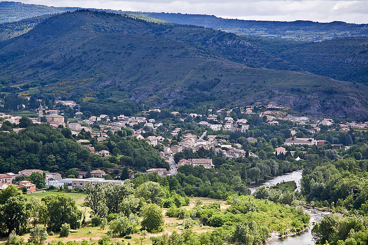 Panorama, ainava, kalna, Francija, augšpusē