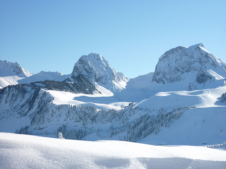 invierno, montañas, nieve, invernal, Alpine, Gantrisch, Suiza