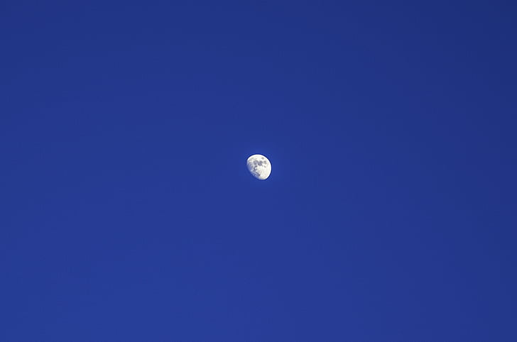 moon, sky, blue, clear, blue sky, dark blue sky