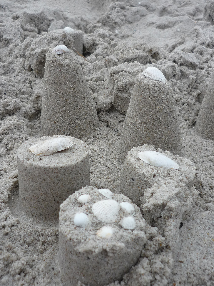 areia, Sandburg, Mar Báltico, praia, construir, mexilhões