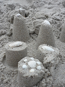 Sand, Sandburg, Ostsee, Strand, bauen, Muscheln