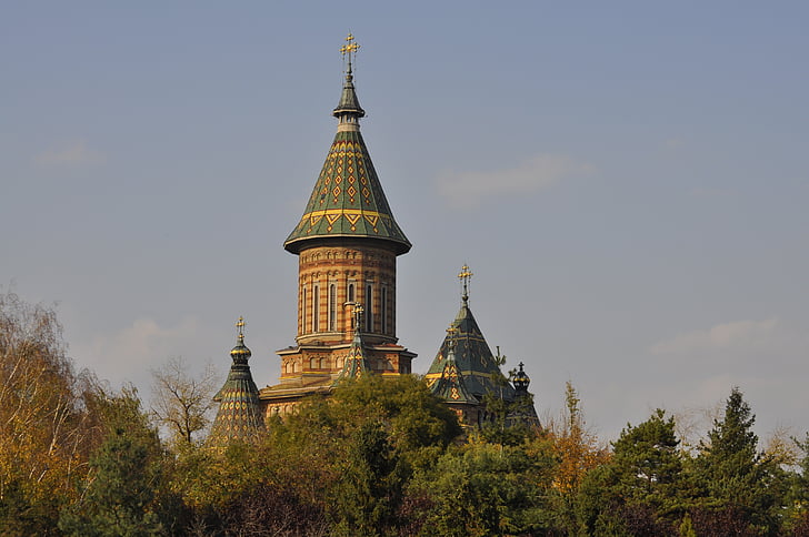 Timisoara, Basílica, Outono, arquitetura, Rússia, Igreja, lugar famoso