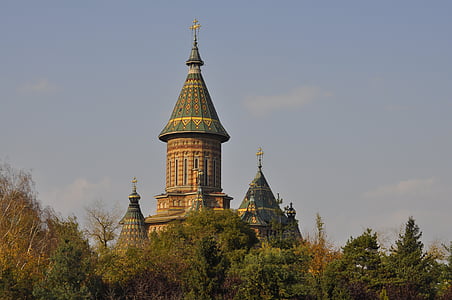 Timisoara, Basilique, automne, architecture, Russie, Église, célèbre place