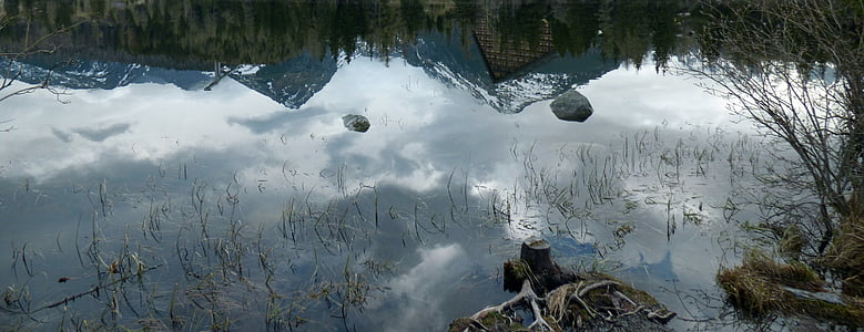 sjön, naturen, reflektion, Pleso, bergen, Slovakien, Štrba tarn