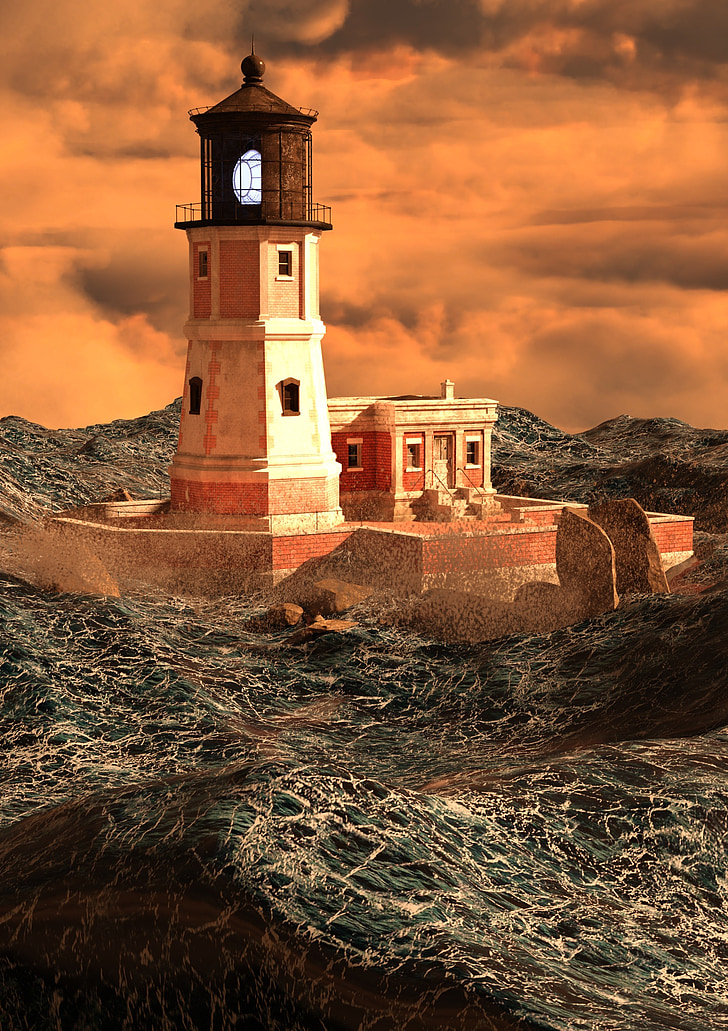 Lighthouse, daymark, lodné, Beacon, signál, veža, pobrežie