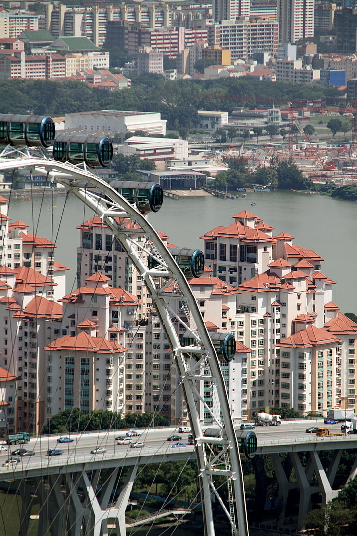 Singapore, Flyer, arkitektur, Bay, moderna, turism, stadsbild