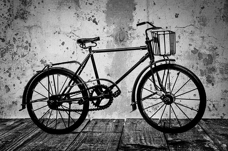 velho, bicicleta, rua, Branco, marrom, preto, clássico