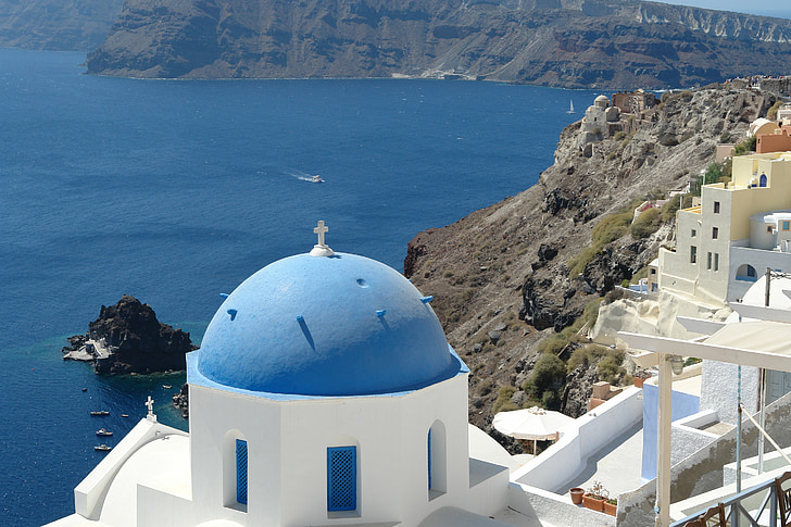 Santorini, pogled, Grčija, potovanja, grščina, Evropi, otok