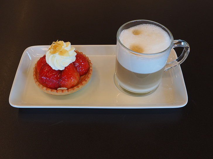 dessert, café, Shortcake aux fraises, crème, plat sucré, bénéficier de, Parti de café