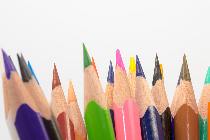 crayons de couleur, chevilles en bois, stylos, coloré, Couleur, peinture, école