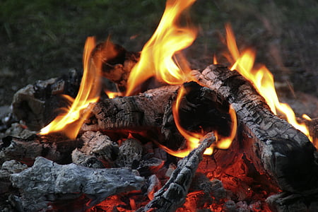 campfire, fire, flame, heat, burn