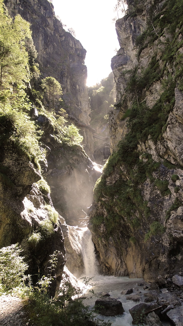 vattenfall, Alpin, clammy, naturen, vatten, flöde, kalla