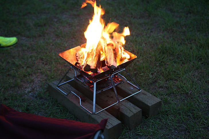 fire, bonfire, camping