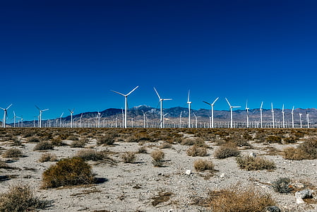 Větrná farma, Kalifornie, poušť, energii, turbíny, větrné mlýny, písek