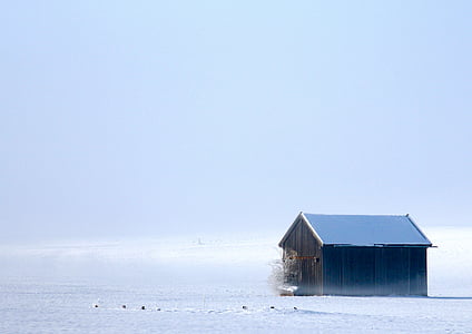winter, caban, snow, minimalism, landscape, ambar, nature