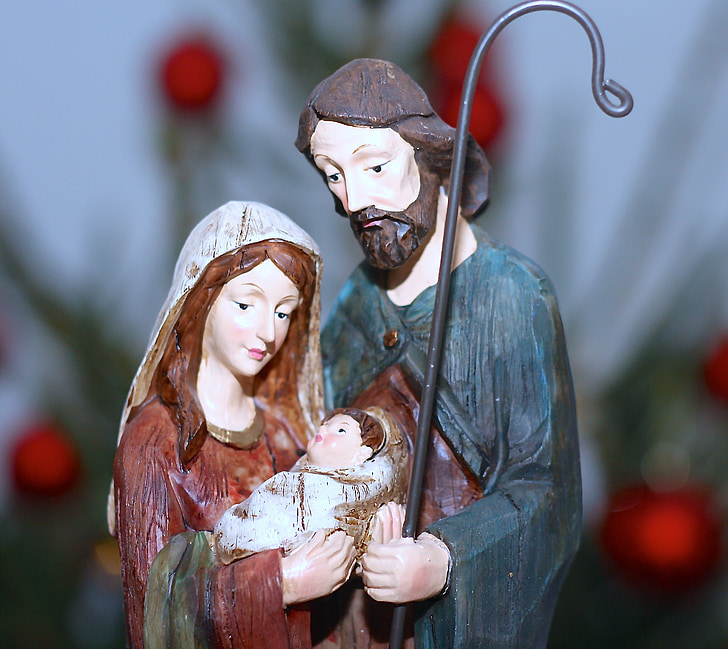 Frohe Weihnachten, Weihnachtskrippe, Jesuskind, Bethlehem, Maria, Josef