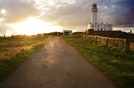 lighthouse, lane, sea wall, sky, lantern, sea, tour