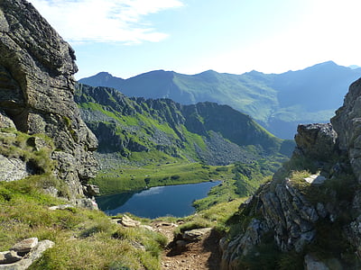 bergsee, lake, alpine lake, mountains, hike, austria, crystal clear