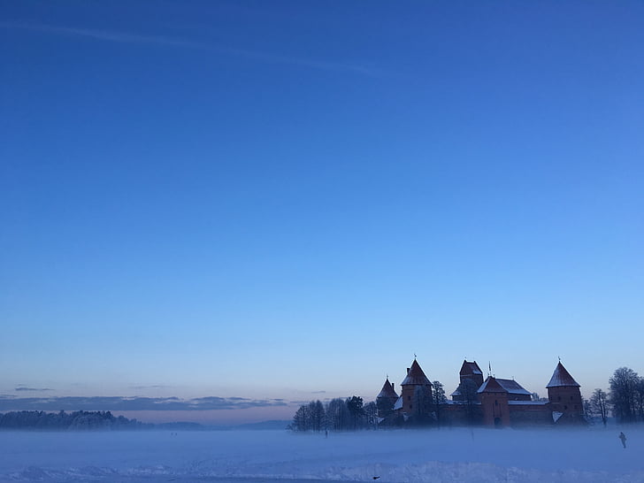 Inverno, neve, Lituânia, frio, geada, gelo, Lago