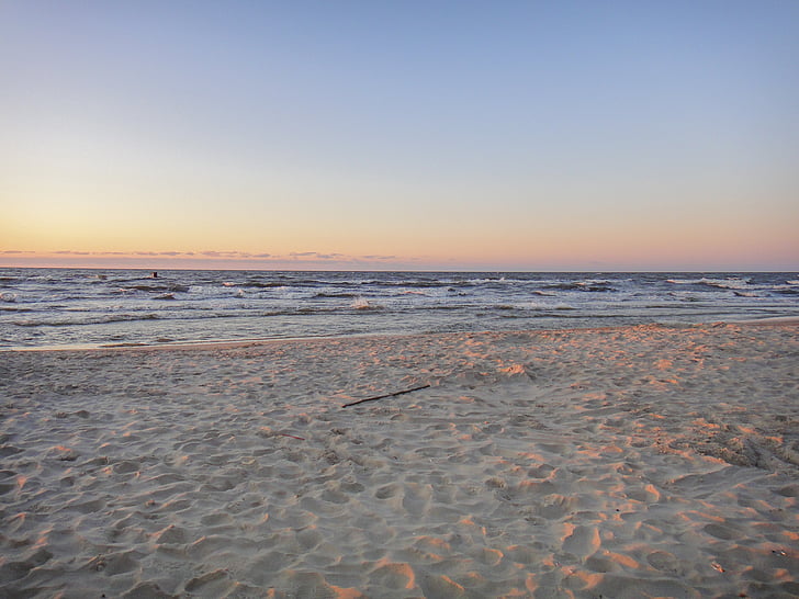 Mar, posta de sol, platja, Mar Bàltic, la Costa, nit, l'aigua