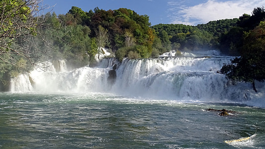 waterfall, croatia, national park, waters, river, cascade, nature