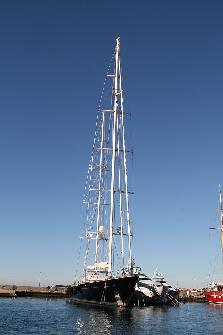 sailing yacht, sailing boat, sail, port, sail masts