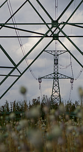 sol, Torres de transmissió, cables, línies, d'alçada, l'estiu, indústria