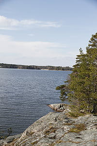 Jezioro Melar, Natura, wody, Archipelag, Szwecja, góry, Latem
