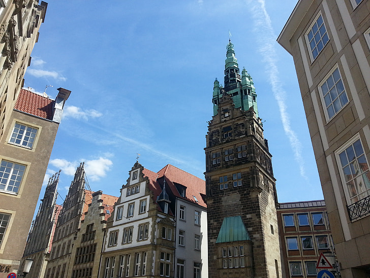główny rynek, Münster, Westfalen, budynek, atrakcje turystyczne, Atrakcja turystyczna, Turystyka